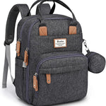 RUVALINO Diaper Bag Backpack-Multifunction Travel Baby Diaper Bag with Changing Pad, Insulated Bottle Holders & Pacifier Case, Large Capacity, Waterproof, Gray