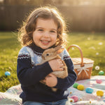 Motlapol Toddler Baby Boy Girl Christmas Outfit Tree Print Oversized Long Sleeve Crewneck Knit Sweater Winter Holiday Clothes (Easter Bunny Blue, 2-3 Years)