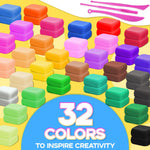 MuseLuxe Air Dry Clay - 64 Pack Modeling Clay Kit with 3 Sculpting Tools,Safe & Non-Toxic,DIY Magic Toys Gift for Boys,Girls,Kids - 32 Colors