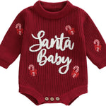 Adobabirl Baby Girl Boy Knitted Sweater Bubble Romper Long Sleeve Jumpsuit Festival Outfit Fall Winter Spring Clothes