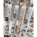MOZXIRZ 4 Pcs Cute Retractable Pens Cat Gel Pens Cartoon Pen 0.5mm Black Ink Writing Pen Aesthetics Pens Kawaii Pen for Girls Women Boy Office School Pens (Cute Cat)