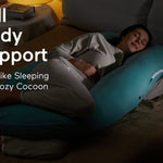 Momcozy U Shaped Pregnancy Pillows with Cotton Removable Cover, 57 Inch Full Body Pillow Maternity Support, Must Have for Pregnant Women, Tiffany Blue