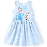 Disney Frozen Toddler Girl Dress Elsa Olaf Character Print Casual Sundress Sleeveless Summer Outfit School Holiday Clothes Blue 2T