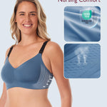 Momcozy Nursing Bras for Breastfeeding, 3.0 Jelly Strip Lift Support Maternity Bra, Seamless Soft Wirefree Pregnancy Bra Nordic Blue