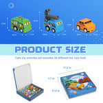 YiHee 24 Pieces Pull Back Cars Toy Vehicles Set, Mini Toys City Cars and Trucks, Variety of Vehicles and Figures, Small Car with Storage Bag, Party Favors Bulk Birthday Gift for Boys Girls Kids
