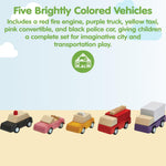 PlanToys® Vehicle Set Wooden Montessori Play Set | Early Movement, Imagination and Practical Life Exploration | Eco Friendly Car Set for Indoor and Outdoor Play
