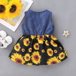 Kucnuzki Toddler Girl Clothes 2t 3t Cute Girl Clothes Blue Flowy Summer Sunflower Birthday Dress Sleeveless Ruffle Denim Bow Dress Spring Party Jean Dresses