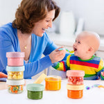 Caperci 6-Pack Glass Baby Food Storage Containers - 4 oz freezer safe Baby Food Storage jars with Lids, small glass baby puree containers,Baby Bullet Jars, Microwave & Dishwasher Safe, BPA Free