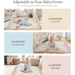 Washable Tummy Time Mat, Baby Play Gym with 6 Featured Toys and 12 Milestone Cards, Baby Gym for Infant & Toddler, Deluxe Larger Baby Play Mat, Baby Play Mats for Floor, Non Slip Mat