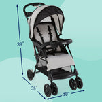 Kolcraft Cloud Plus Lightweight Baby & Toddler Umbrella Stroller with Large Storage Basket and Canopy, Reclining Seat, Child and Parent Trays, Compact Easy Fold for Travel - Slate Gray