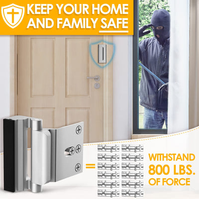 EverPlus Home Security Door Lock for Kids Safety, Childproof Reinforcement Latch for Front Door Withstand 800 lbs for Inside Swinging Doors, Upgraded Metal Child Safety Lock Defend Home