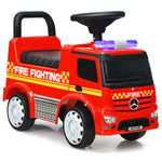 Costzon Ride On Push Car for Toddlers, Licensed Mercedes Benz Sliding Car w/Steering Wheel, Horn, Headlights, Under Seat Storage, Foot-to-Floor Riding Toy for Boys Girls 18-36 Months (Fire Truck, Red)