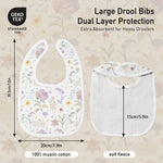 GLLQUEN BABY Muslin Drool Bibs for Boys Girls 8 Pack, Adjustable Baby Bibs for Drooling and Teething, Soft Cotton Baby Bandana Bibs for Newborn Feeding Essentials(Flower)