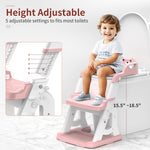 Meulife Potty Training Seat, Upgrade 2 in 1 Potty Training Toilet for Toddler, Toddler Toilet Seat for Boys Girls with Support Bar, Anti-Slip Pad and Step Stool (Pink)