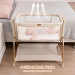 Ezebaby Baby Bassinet Bedside Sleeper: 3-in-1 Rocking Bassinet for Baby - Breathable Full-Mesh Crib with Mattress | 6 Height Adjustable | Portable Crib with Lockable Wheels for Newborns