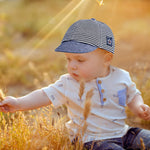 Baby Boy Baseball Cap Striped Sunhat Letter Sun Protection Hat,Sun Hat for Baby Boy and Baby Girl (Gray Black, 2pcs)