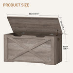 RALGEND Toy Chest, 31.5" Storage Chest with Metal Hinge and Pull Handles, Wooden Storage Bench, Toy Box for Living Room, Bedroom, Entrance, Greige