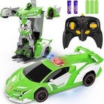FDJ Remote Control Car - Transform Toys Car Robot, One Button Deformation to Robot with Flashing Light, 2.4Ghz 1:18 Scale Transforming Police Car Kids Toys with 360 Degree Rotating, Girls Boys Toys