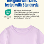 Garanimals Baby & Toddler Girl Solid Tees - Short Sleeve Tees - Kid's Casual Crew Neck - Size 3-6 Months - Black, Grey, White, Purple - 4 Pack