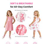 PATPAT 2 Pack Toddler Girls Ruffle Sleeve A-Line Dresses, Play-Ready Spring Summer Casual Outfit Set, Pink Rose Print, 4–5 Years