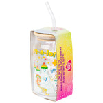 Silver Buffalo Care Bears Welcome to Care-A-Lot Magical Land Glass Jar Tumbler with Bamboo Lid and Glass Straw, 16 Ounces