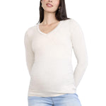 Motherhood Maternity Women's Long Sleeve Side Ruched V-Neck Pregnancy Tee Shirt, Heather Oatmeal, Medium