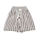 Ashmyova Classic Shorts for Boys Thin Cotton Stripe Elastics Waist Casual Summer Toddler Shorts Lightweight 2Pcs Size 6-12 Months