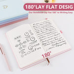 A5 Lined Journal Notebook, Hardcover Note Book Leather Journals for Girls Women,Cute Heart Pattern Design A5 Diary Notepad for Work, School, Note Taking, Business (Pink)
