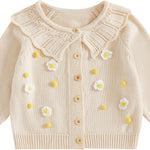 1-5T Toddler Baby Girl Flower Sweater Cardigans Fall Clothes Winter Warm Long Sleeve Button Up Floral Knitted Coats