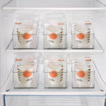 Hudgan 4 Pcs Storage Container Breastmilk for Fridge, Clear Organizer Bins for Milk Bags, Plastic Storage Bins for Freezer, Pantry, Bottles Bathroom, Vanity, Drawer and Yogurts