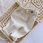 VERYPOPPA Jeggings for Boys and Girls, Baby Girl Boy Jeans Denim Pants High Waisted Harem Pants White