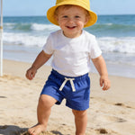 Feyoyi 4 Pack Baby Boy Shorts Cotton Pull On Baby Shorts Infant Boy Clothes Summer Casual Elastic Waist with Drawstring Navy Blue, Black, Royal Blue, Gray Set B 0-3M