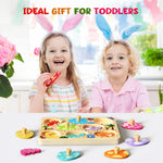 Zeoddler Wooden Puzzles for Toddlers, 8 Pcs Dinosaur Matching Egg Puzzle, Montessori Toys for Boy Girl Easter Birthday Gifts, Preschool Learning Activities & Educational Toys for Boys, Girls
