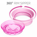 Chicco 360° Spoutless Sippy Cup 9+ Months, 9oz Toddler Training Cup, 2-in-1 Trainer with Removable Membrane for Open Cup, Spill-Resistant Rim, BPA-Free, Pink