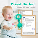 Teething Toys for Babies 0-6 Months, Baby Rattles 6 to 12 Months, 2-in-1 Rattle and Teether Toy for Soothing Sore Gums and Keeps Little Ones Entertained, Food Grade Silicone, Spearmint