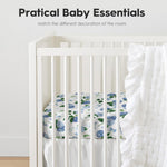 Horaldaily 2 Pack Fitted Crib Sheet for Boys Girls,Soft Breathable Washable Jersey Microfiber Baby Crib Sheet, Fits Standard Size Crib Mattress 28in x 52in, Floral Butterflies Nursery Sheet Blue/White
