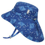 JAN & JUL Boys' Quick Dry Sun-Hat with Neck Flap for Swimming, Beach Hat for Toddlers and Kids (Manta Ray, L: 2-5 Years)