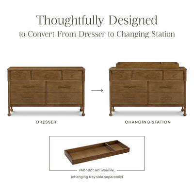 Namesake Alouette 7-Drawer Baby Dresser for Nursery in Natural Walnut – GREENGUARD Gold Certified Wood Dresser – Pre-Assembled Chest of Drawers with Storage for Baby Clothes & More