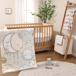 The Peanutshell 5 Piece Baby Crib Bedding Set for Boys & Girls - Newborn, Infant & Toddler Nursery Bed Set Decor with Fitted Crib Sheets, Blanket, Dust Ruffle Comforter - Starry Skies