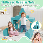 FKSLIFE 11pcs Modular Kids Play Couch Toddler Sectional Sofa DIY Creativing Convertible Play Fort Foam Play Couch Child Floor Folding Sofa for Playroom Bedroom Living Rooms Furniture(Dark Gray)