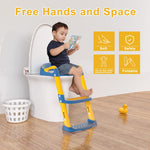 GLAF Potty Training Toilet Seat for Toddler Potty Chair with Step Stools Ladder for Boys Girls 2 in 1 Adjustable Kids Potty Seat with Anti-Slip Pads Comfortable Cushion (Blue)