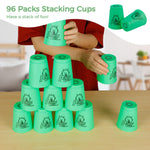 yeesport Sport Stacking Cups, 96pcs Sports Stacking Cups Sports Training Game for Challenge Competition Travel Party Gift for Kids and Adults (4 Blue+ 4 Green) 1
