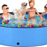 Jecoo Dog Pool for Large Dogs Kiddie Pool Hard Plastic Foldable Dog Bathing Tub Portable Outside Kids Swimming for Pets and Dogs Outdoor Backyard