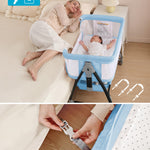 wayfong 3 in 1 Baby Bassinet, Bedside Crib with Breathable Mesh, Bassinet Bedside Sleeper with Wheels, Mosquito Net, Storage Basket, 6 Height Adjustable, Easy to Assemble