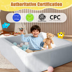 Tangram Puzzles modular kids play couch building fort, Children explorer sofa with Ball Pit, Kids playroom convertible furniture for Inspiring Child Creativity, Made entirely of sponge (Blue Series)