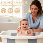 EverKiddo Baby Bathtub, Baby Bath Tub with Thermometer & Soft Cushion, Collapsible Infant Bathtub for Newborn to Toddler 0-36 Months, Quick Use & Portable for Travel(Grey)