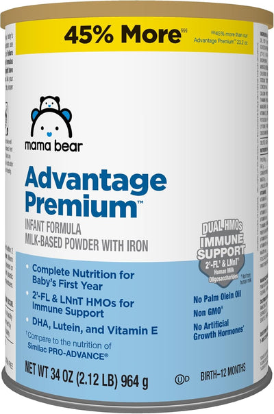 Mama Bear Advantage Premium infant formula canister on a white background