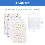 Delta Children 100% Cotton Flannel Baby Receiving Blankets for Girls and Boys – 30x30 Inches (Pack of 4), Safari Friends