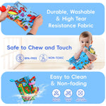 2PCS Baby Books 0-6 Months Infant Toys 0-3 3-6 6-12 Months Baby Tummy Time Sensory Toys 3 4 6 Month Newborn Essentials Must Haves Crinkle Touch Feel Busy Book for Babies Boys Girls Easter Shower Gifts