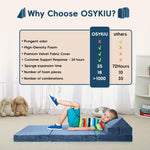 OSYKIU 18PCS Modular Kids Play Couch, Convertible Sectional Sofa for Toddlers, DIY Creative Playroom Furniture, Foam Floor Cushion for Boys and Girls, Building Fort and Lounge Set (Blue) (Blue)